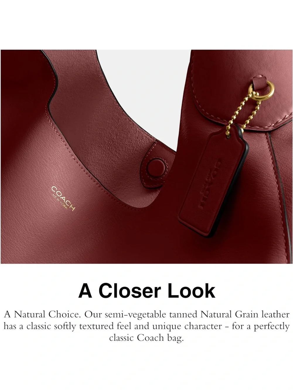 New Coach Brooklyn Leather Shoulder Bag 39 Dark Ruby Red